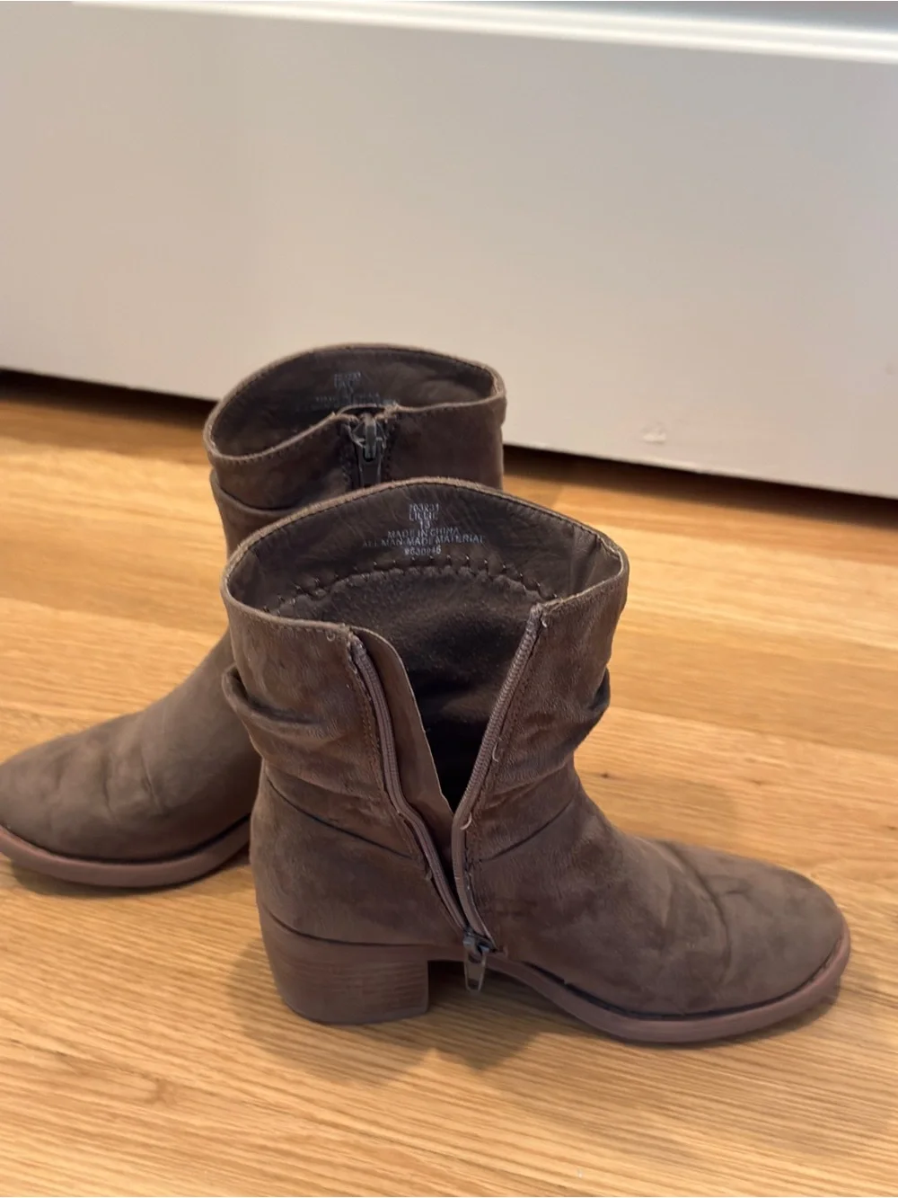 Girls Brown Suede Ankle Boots with Low Block Heel